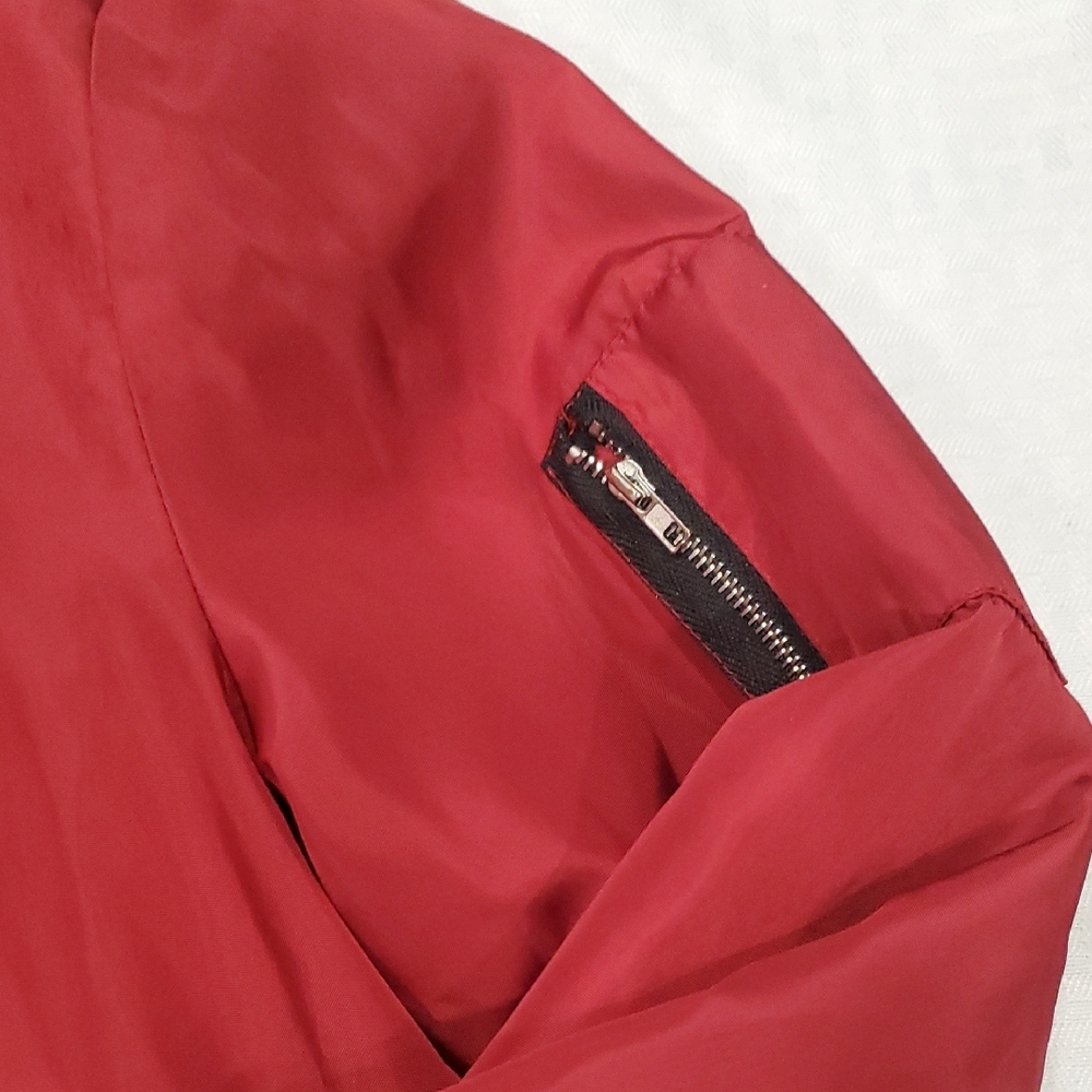 Kids Red Bomber Jacket with Black Trim - Picture 4 of 8